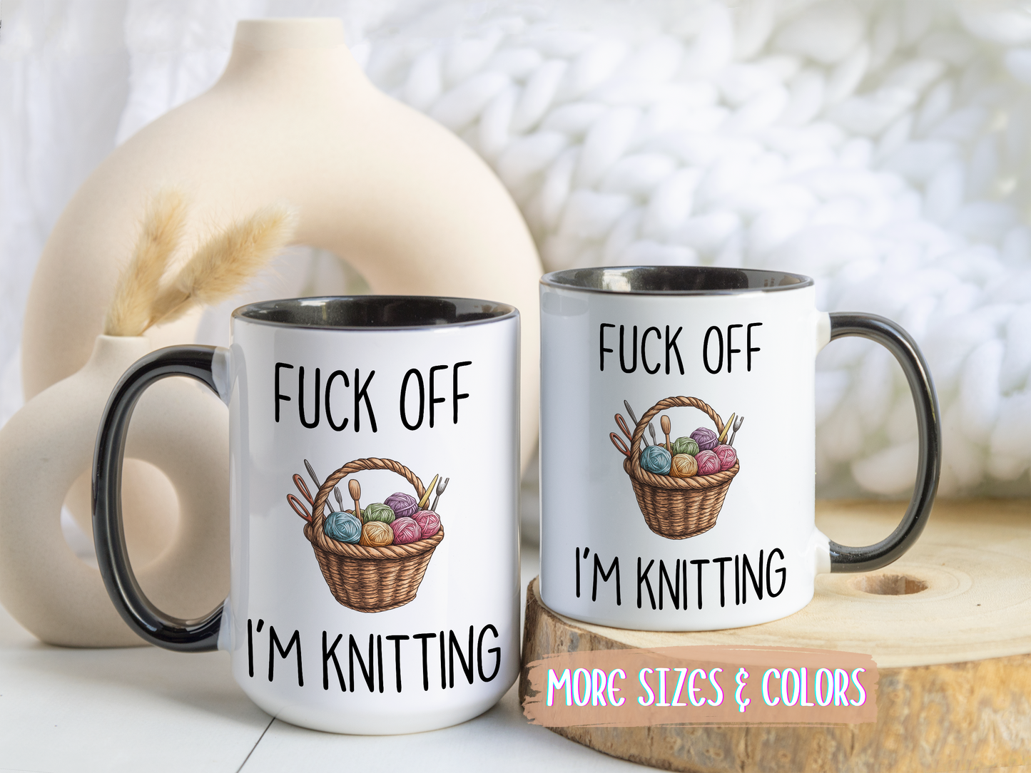 Back Off I’m Knitting Mug | Funny Knitter Gift | Custom Made Yarn Lover Coffee Cup