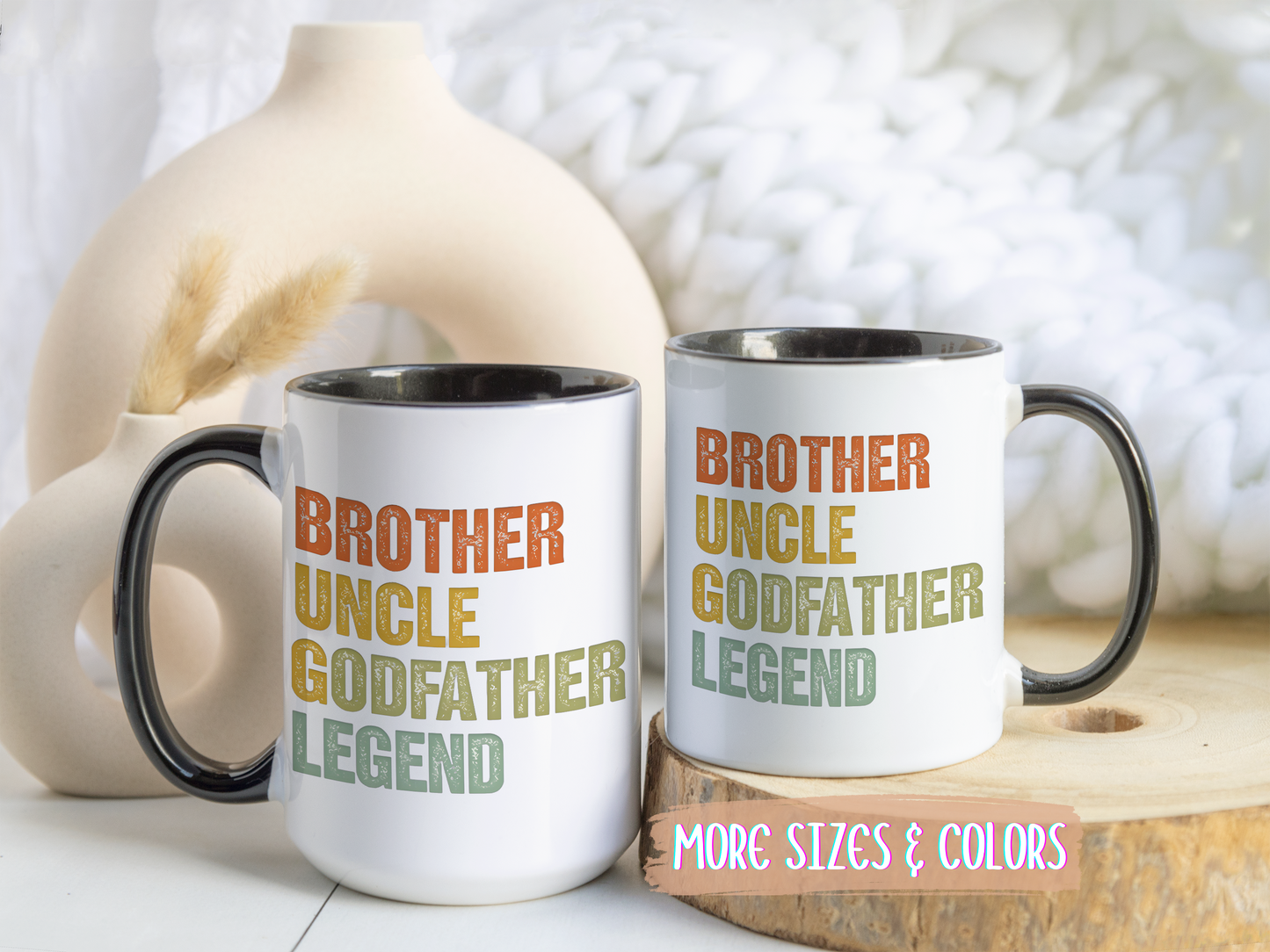 Brother Uncle Godfather Legend Mug – Retro Style Custom Made Coffee Cup for Men – Gift for Brother, Uncle, or Godfather