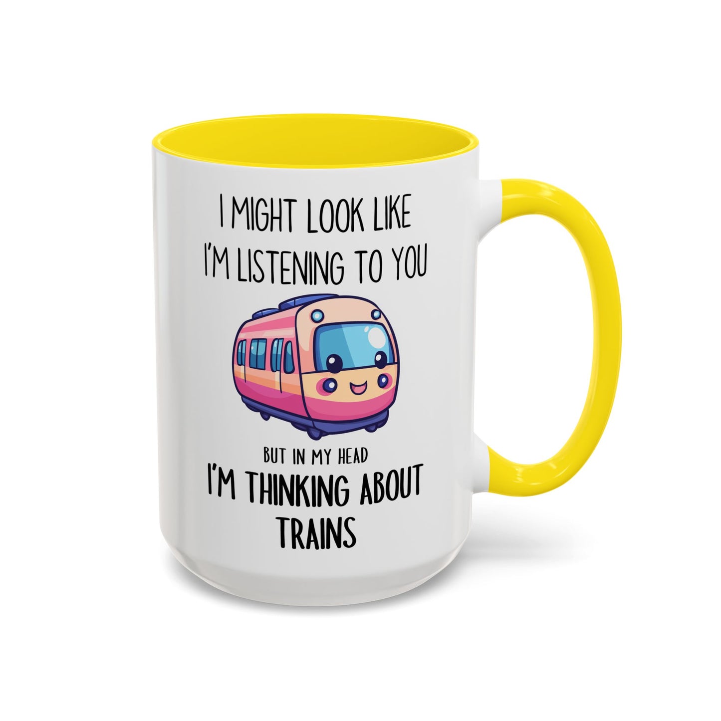 I Might Look Like I’m Listening to You But I’m Thinking About Trains Mug – Funny Train Lover Gift | Custom Made Coffee Cup