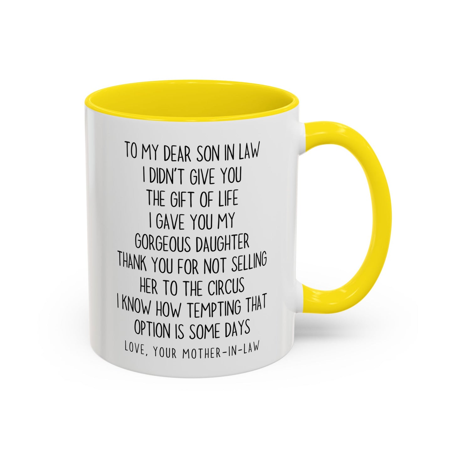 Funny Mother-in-Law to Son-in-Law Mug | Custom Made Gift | Circus Joke Coffee Cup | Son-in-Law Appreciation Mug