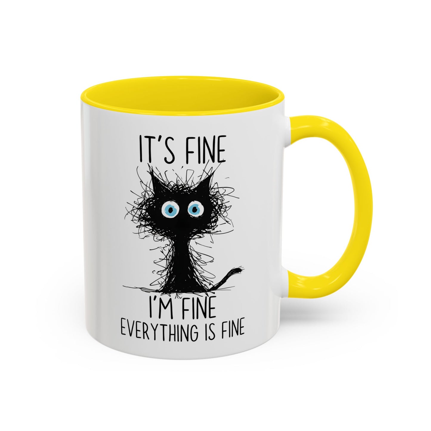 Funny Cat Mug – “It’s Fine, I’m Fine, Everything Is Fine” | Cute Stressed Cat Coffee Cup, Relatable Gift For Cat Lovers & Work Stress Relief