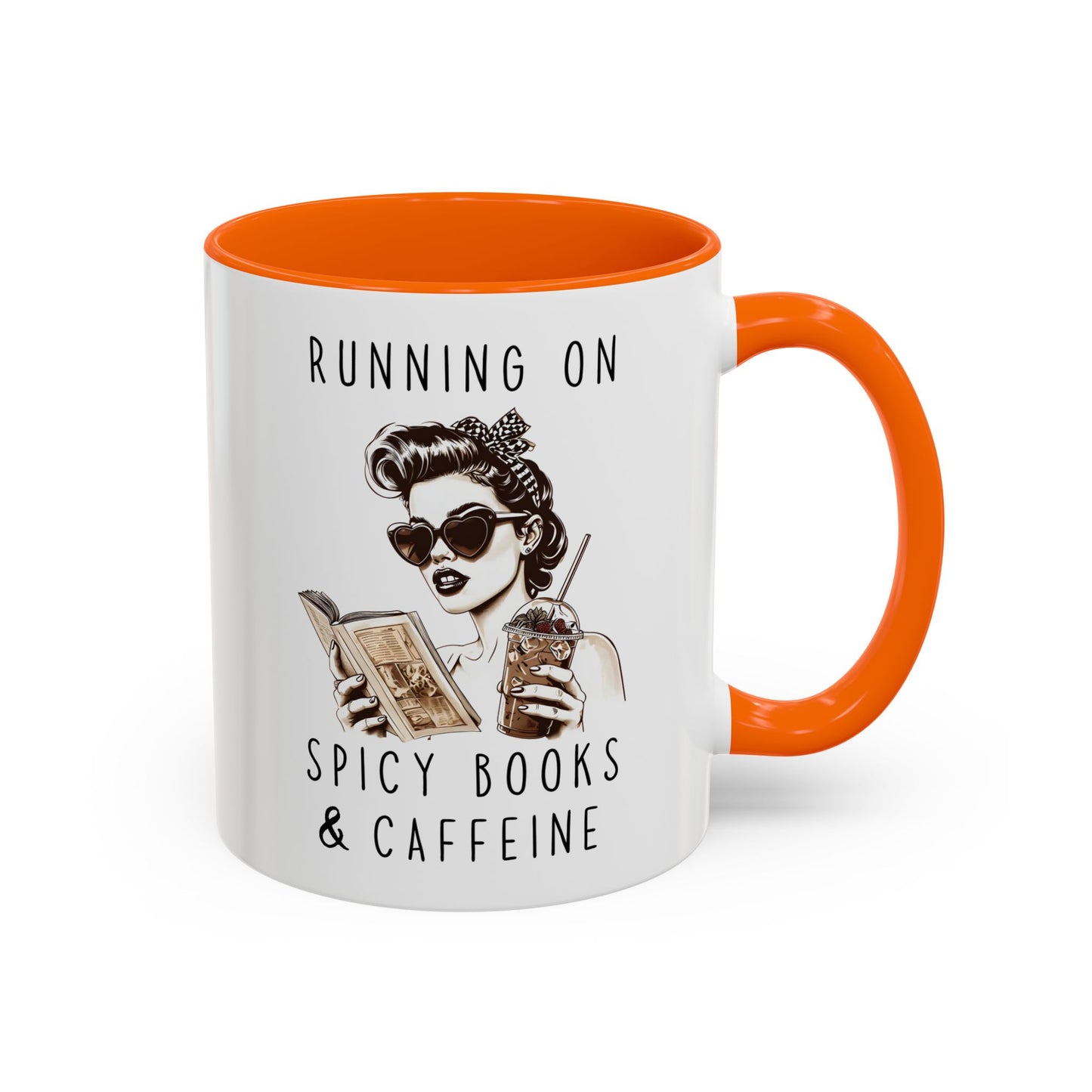 Running on Spicy Books and Caffeine Mug | Funny Book Lover Mug | Custom Made Reading Coffee Cup