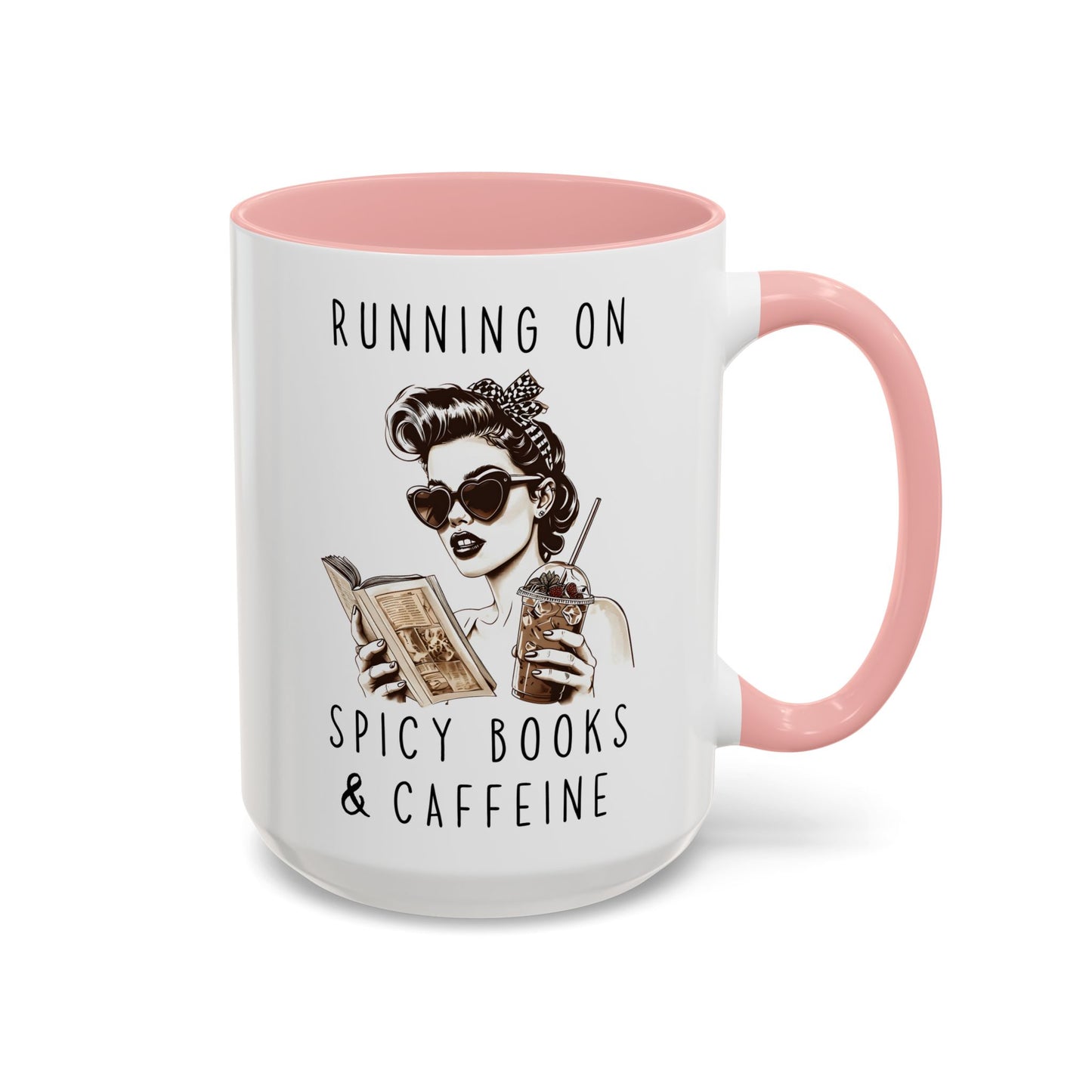 Running on Spicy Books and Caffeine Mug | Funny Book Lover Mug | Custom Made Reading Coffee Cup