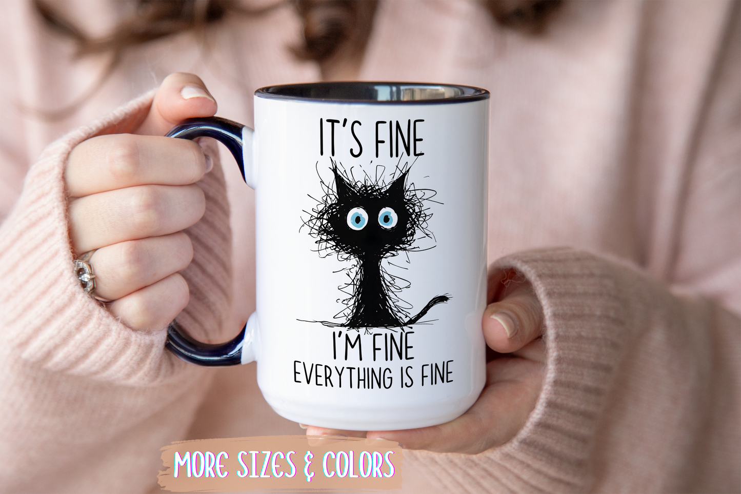 Funny Cat Mug – “It’s Fine, I’m Fine, Everything Is Fine” | Cute Stressed Cat Coffee Cup, Relatable Gift For Cat Lovers & Work Stress Relief