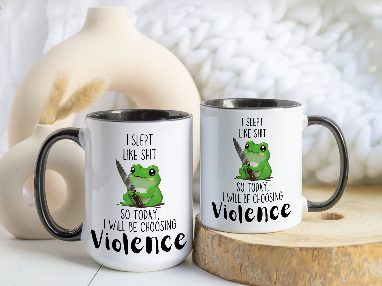 I Slept Like Sh*t So Today I Will Be Choosing Violence Mug – Funny Frog Mug | Sarcastic Morning Coffee Gift