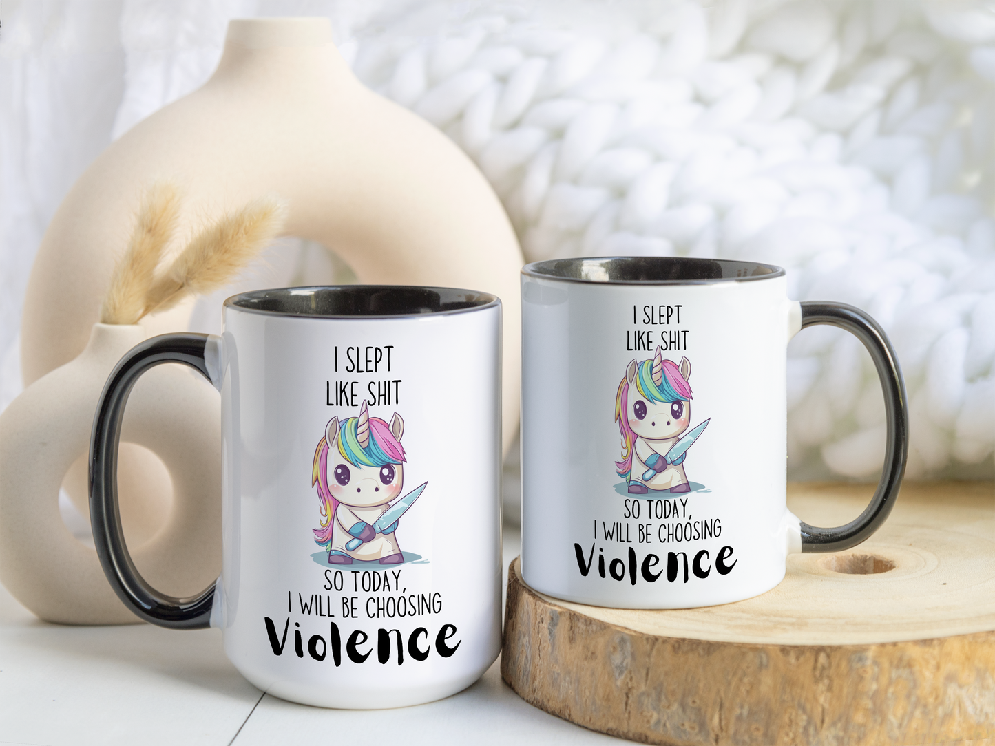 I Slept Like Sh*t So Today I Will Be Choosing Violence Mug – Funny Unicorn Mug | Cute Angry Unicorn Coffee Gift