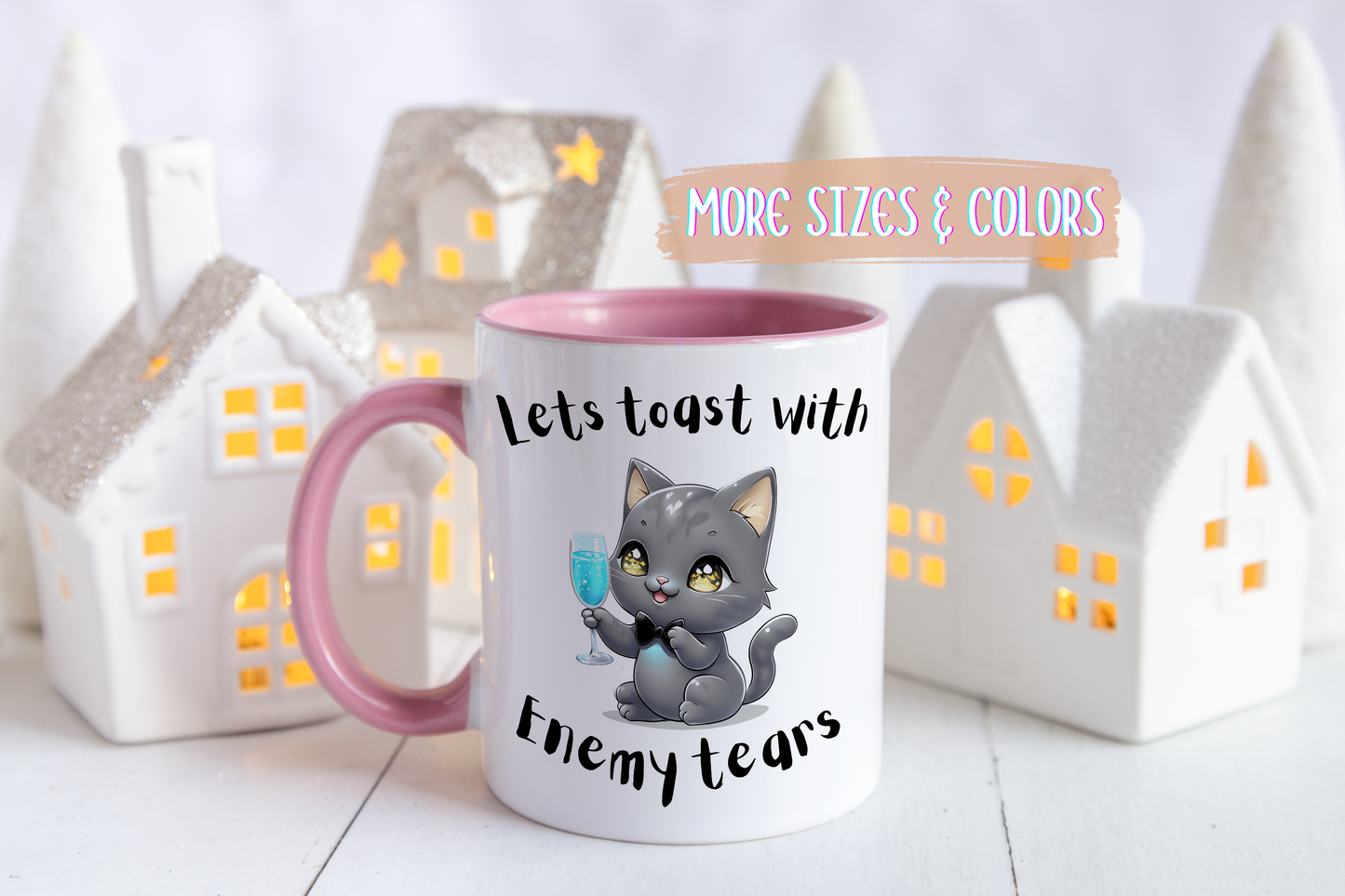 Let’s Toast With Enemy Tears Mug – Funny Cat Mug | Cute Sarcastic Coffee Gift