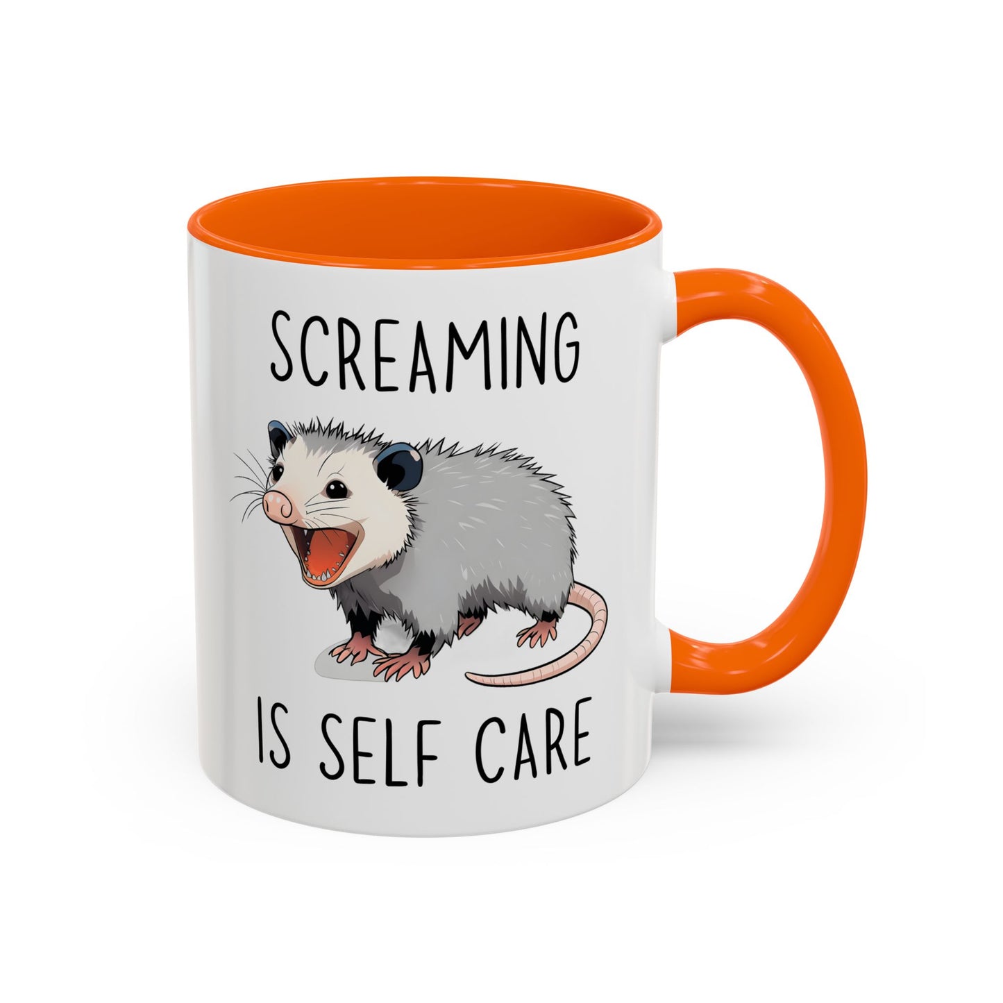 Screaming Is Self Care Mug | Funny Possum Coffee Cup | Custom Made Mental Health Humor Gift