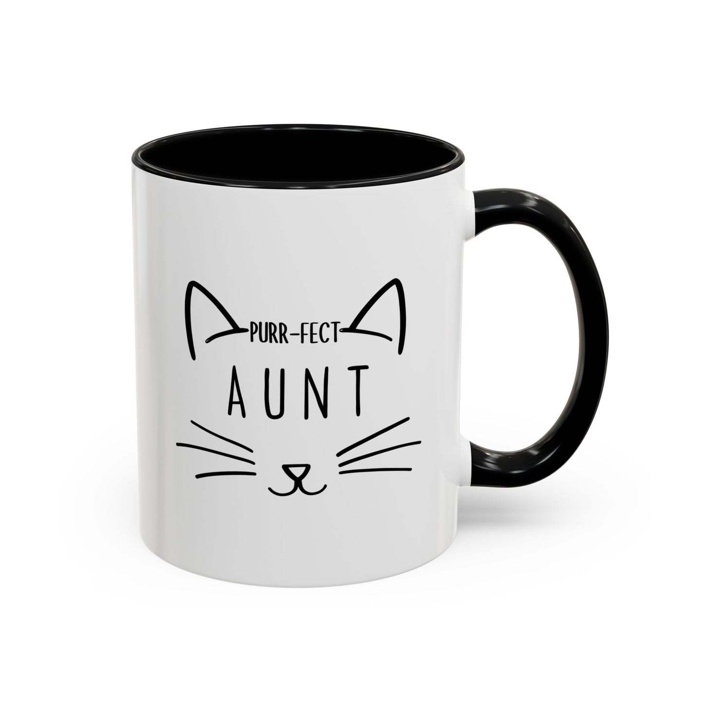Purr-fect Aunt Mug | Cute Cat Lover Coffee Cup | Custom Made Gift for Cat Aunts, Sisters & Pet Lovers