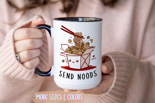 Send Noods Mug – Funny Noodle Mug | Cute Food Pun Coffee Cup