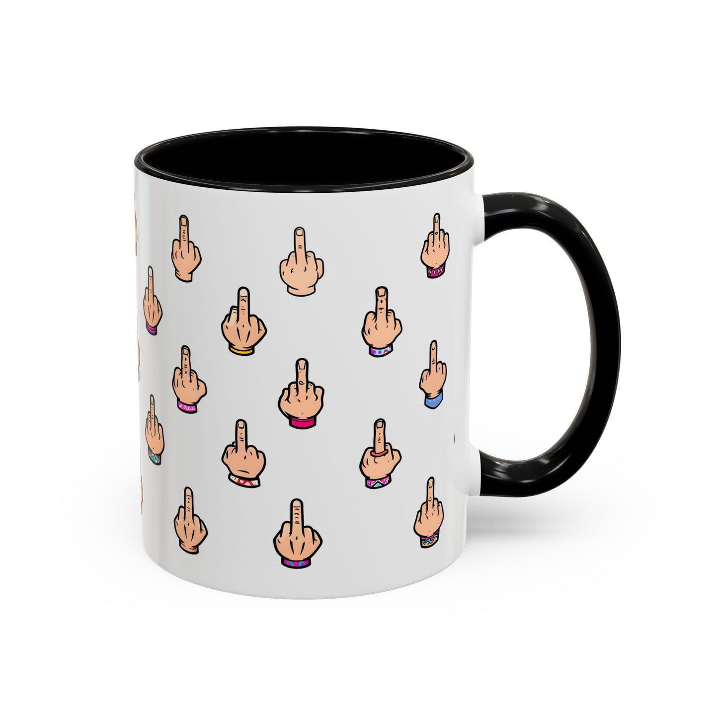 Funny Middle Finger Pattern Mug | Custom Made Sarcastic Coffee Cup Gift