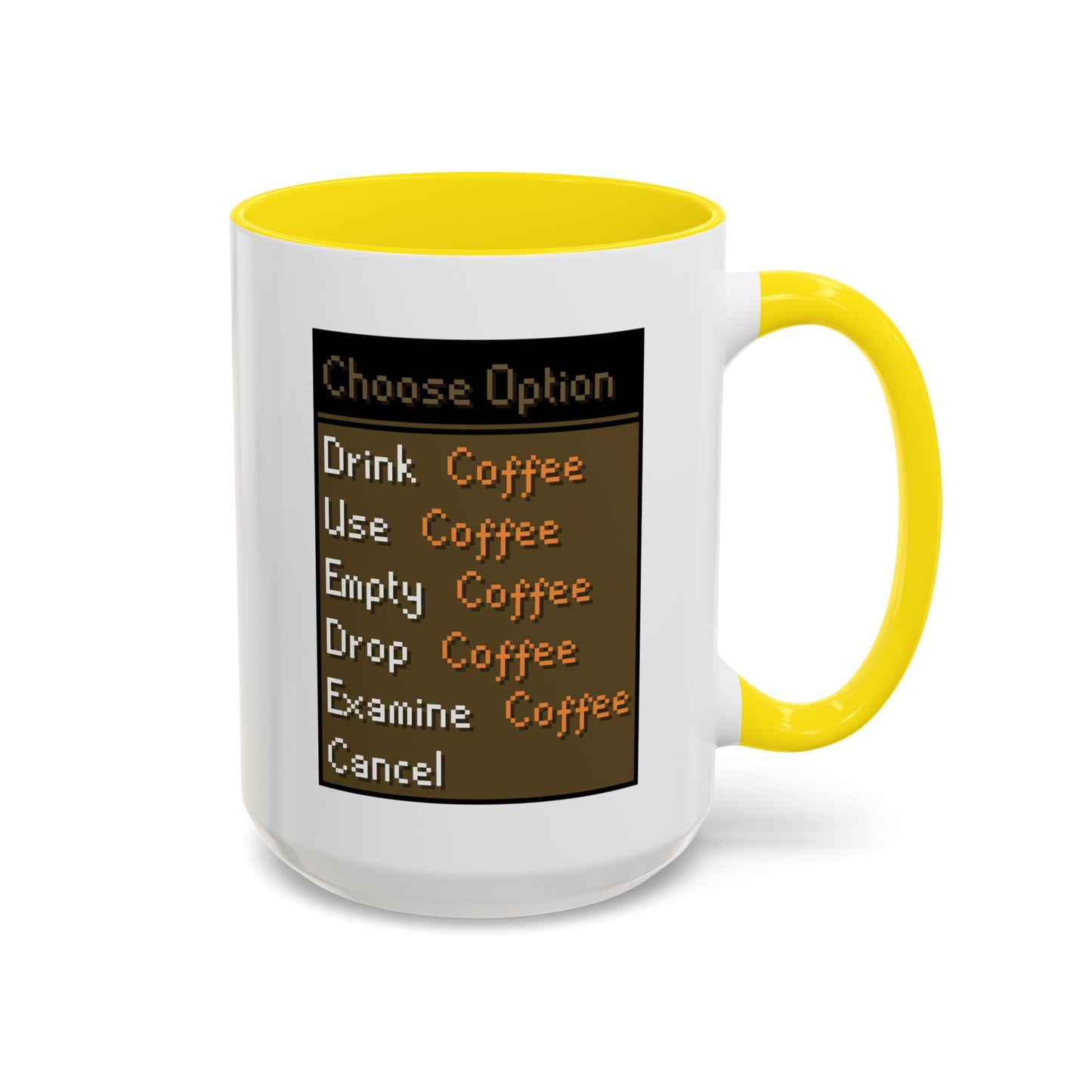 Choose Option Coffee Mug | Funny Gamer Coffee Cup | Custom Made Pixel Menu Mug for Gamers