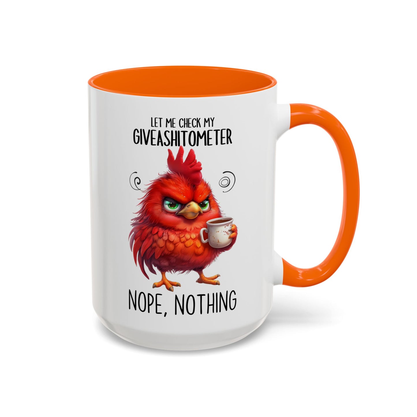 Funny Coffee Mug – “Let Me Check My Giveashitometer... Nope, Nothing” | Sarcastic Grumpy Bird Cup, Office Humor Gift for Coworkers