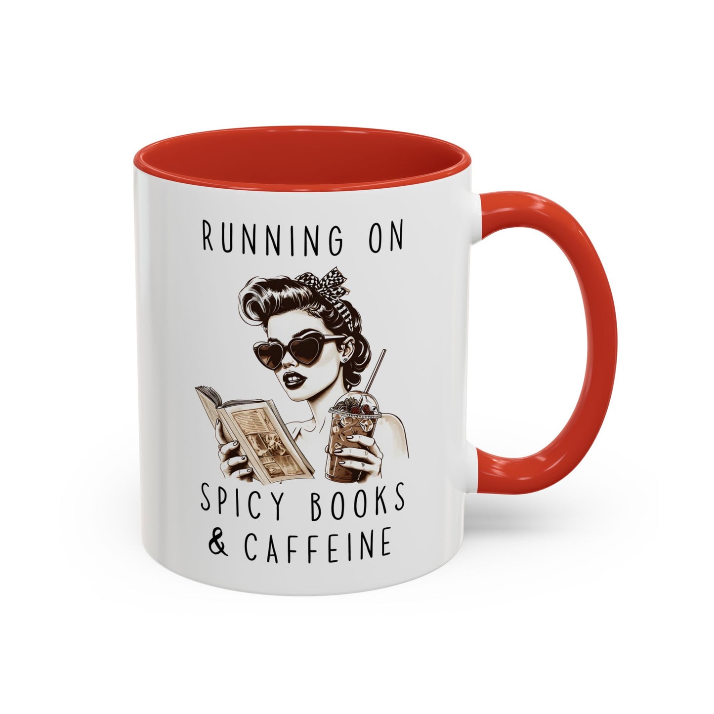 Running on Spicy Books and Caffeine Mug | Funny Book Lover Mug | Custom Made Reading Coffee Cup