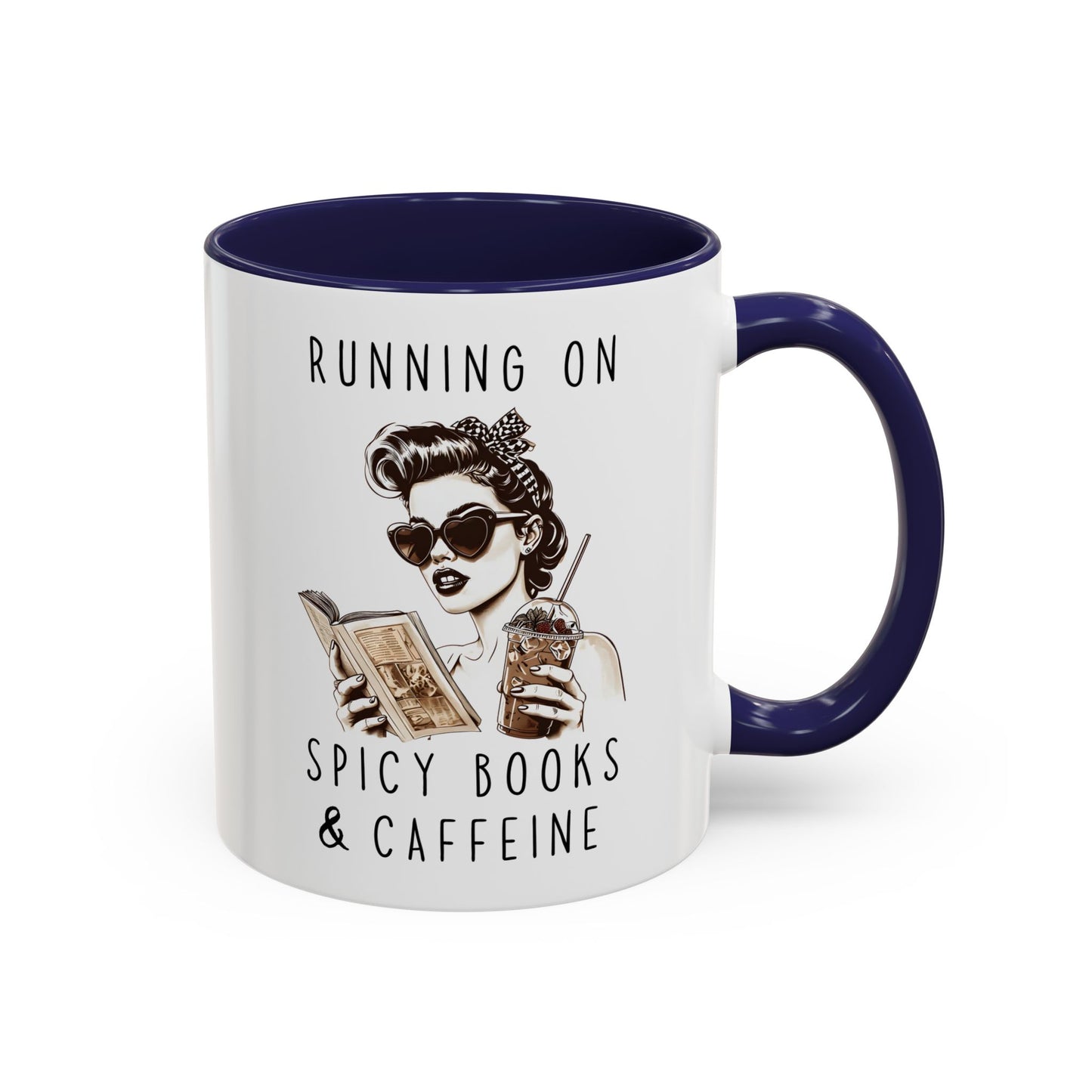Running on Spicy Books and Caffeine Mug | Funny Book Lover Mug | Custom Made Reading Coffee Cup