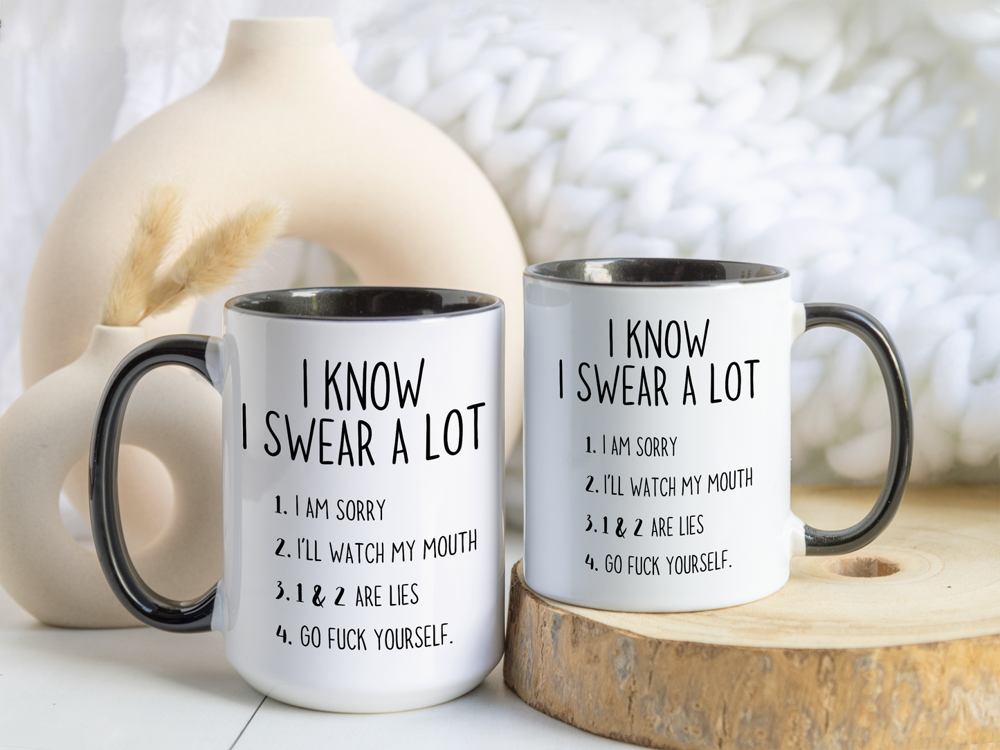 I Know I Swear A Lot Mug – Funny Adult Humor Coffee Cup | Sarcastic Rude Gift