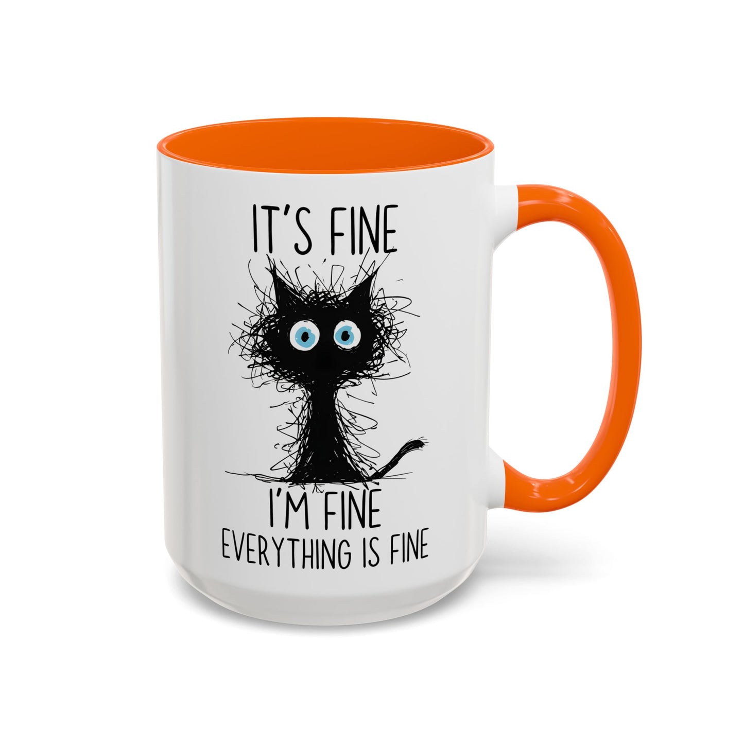 Funny Cat Mug – “It’s Fine, I’m Fine, Everything Is Fine” | Cute Stressed Cat Coffee Cup, Relatable Gift For Cat Lovers & Work Stress Relief