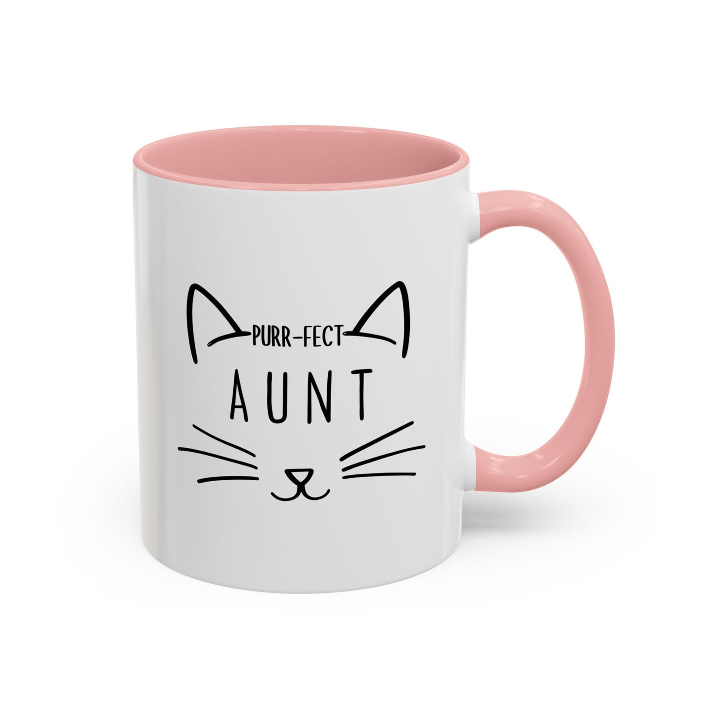 Purr-fect Aunt Mug | Cute Cat Lover Coffee Cup | Custom Made Gift for Cat Aunts, Sisters & Pet Lovers