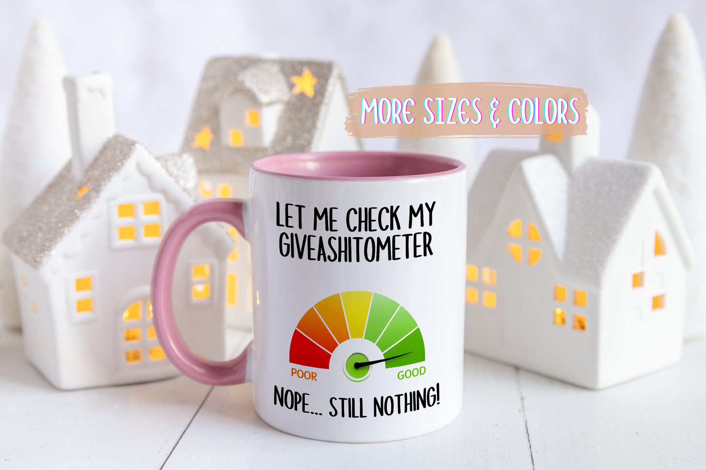Funny Sarcastic Mug – “Let Me Check My Giveashitometer… Nope, Still Nothing!” | Rude Humor Coffee Cup, Office Gift for Coworkers & Friends