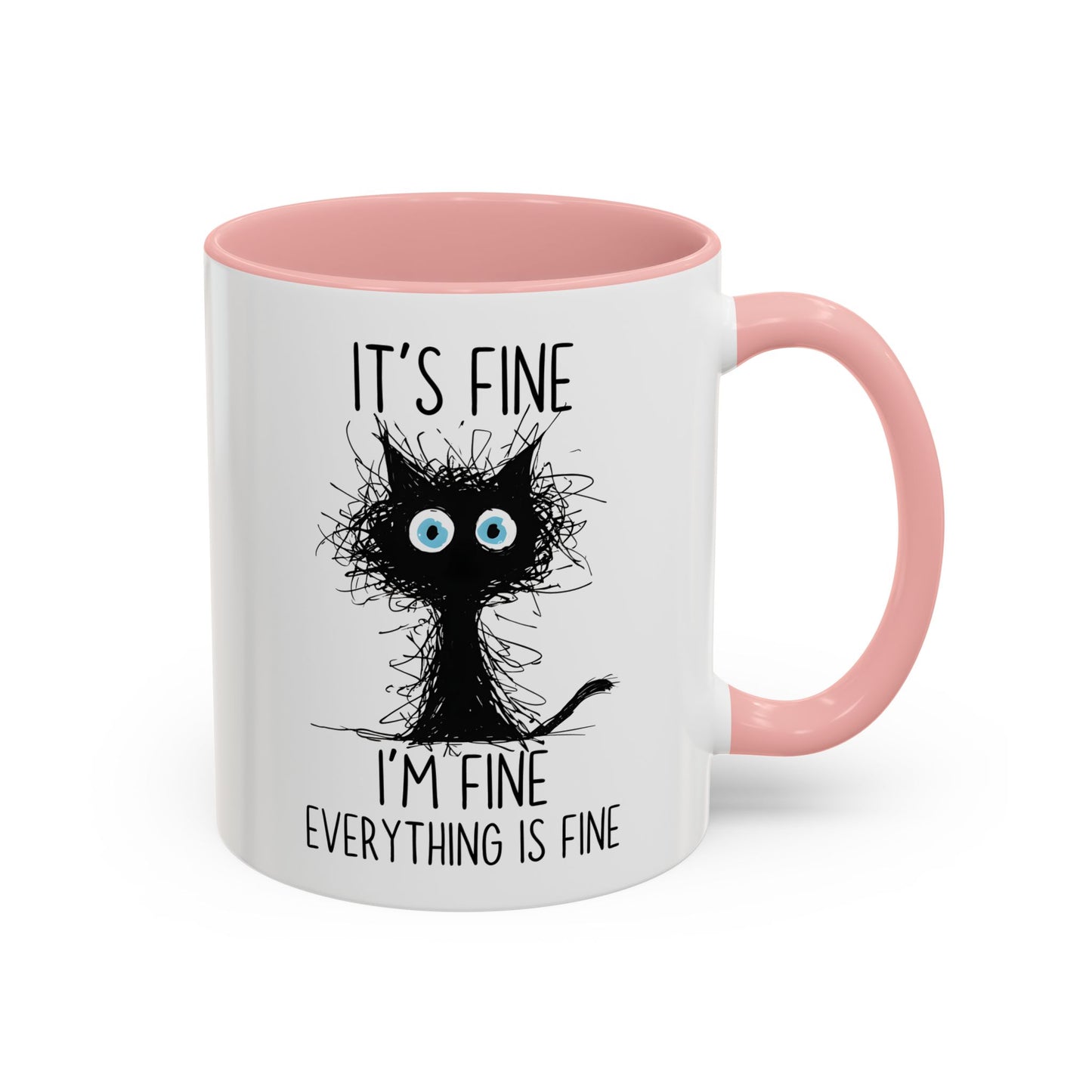 Funny Cat Mug – “It’s Fine, I’m Fine, Everything Is Fine” | Cute Stressed Cat Coffee Cup, Relatable Gift For Cat Lovers & Work Stress Relief