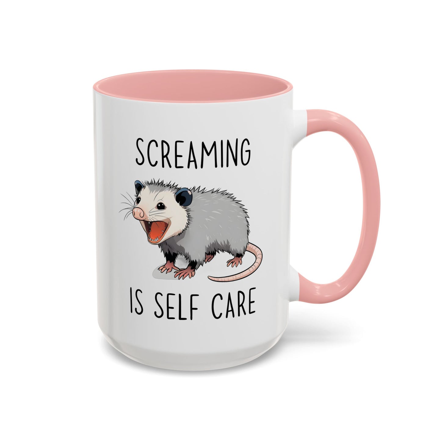 Screaming Is Self Care Mug | Funny Possum Coffee Cup | Custom Made Mental Health Humor Gift