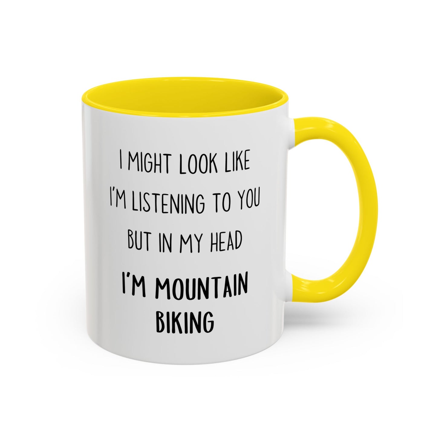 I Might Look Like I’m Listening to You But in My Head I’m Mountain Biking Mug – Funny Cyclist Gift | Custom Made Coffee Cup