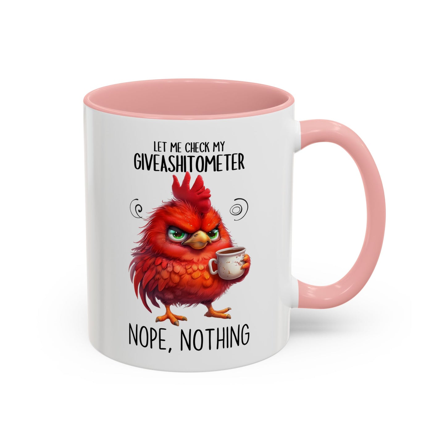 Funny Coffee Mug – “Let Me Check My Giveashitometer... Nope, Nothing” | Sarcastic Grumpy Bird Cup, Office Humor Gift for Coworkers