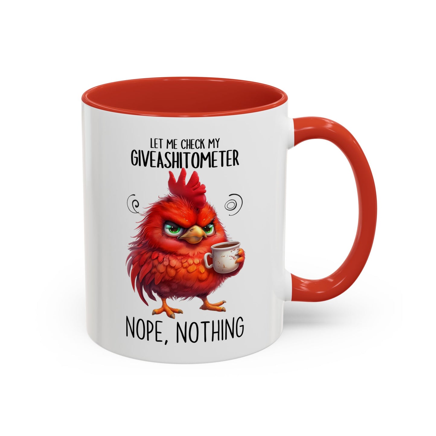 Funny Coffee Mug – “Let Me Check My Giveashitometer... Nope, Nothing” | Sarcastic Grumpy Bird Cup, Office Humor Gift for Coworkers