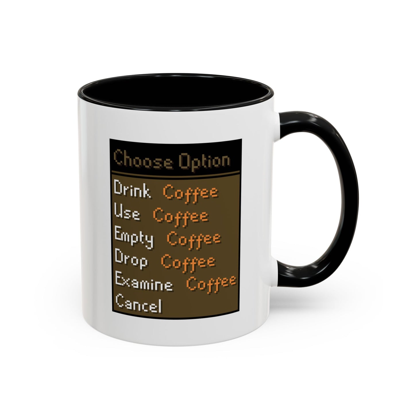 Choose Option Coffee Mug | Funny Gamer Coffee Cup | Custom Made Pixel Menu Mug for Gamers